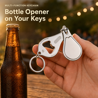 Porte-clés multifonction en acier inoxydable, coupe-ongles, ouvre-bouteille, lime à ongles, porte-clés, outil multifonction de poche EDC, cadeaux personnalisés avec logo