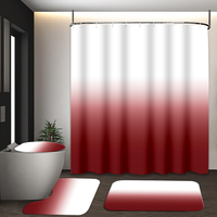 Ensemble de rideaux de douche dégradés Muyu en gros, 4 pièces, tapis antidérapants en polyester, couvercle de toilette, 12 crochets, tissu imperméable