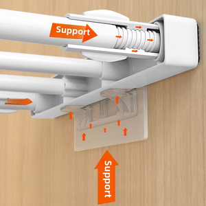 Estante de barra de tensión ajustable para armario divisor de almacenamiento extensible fuerte sin taladro para cocina baño hecho de plástico - Product Image 5