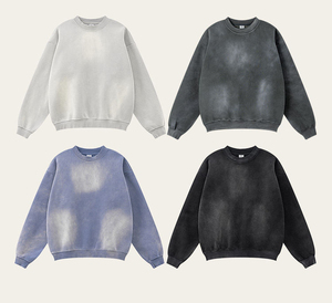 OEM logo d'impression personnalisé Vintage 100% coton lavé à l'acide sweat à capuche en détresse surdimensionné poids lourd unisexe pulls molletonnés - Product Image 1