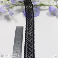 Garniture en dentelle florale noire extensible de 3cm de large personnalisée 90% nylon 10% Spandex élastique pour la couture de sous-vêtements en tricot Bordure de dentelle