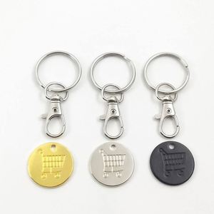 Porte-clés jeton de chariot de courses en acier inoxydable avec décoration - Product Image 2