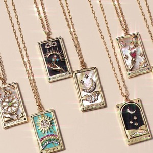 <span class=keywords><strong>TAROT</strong></span> vintage de oro galvanizado con collar de circón cuadrado de aceite de gota de taladro Instagram alto para mujer, gran oferta - Product Image 2