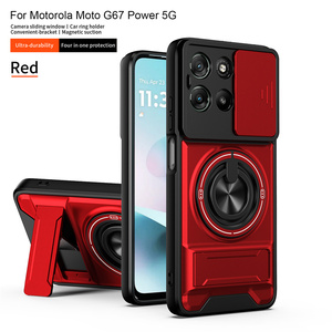 Funda Protectora <span class=keywords><strong>para</strong></span> Teléfono con Anillo Magnético y Protección de Cámara a Prueba de Golpes <span class=keywords><strong>para</strong></span> MOTO G67 5G/G77 5G, con Ventana Deslizante y Soporte <span class=keywords><strong>para</strong></span> Coche, Fabricada en TPU+PC - Product Image 4
