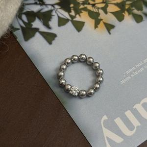 Anillo Elástico de Plata de Ley S925 con Circonita, Diseño de Nicho con Perla Austriaca Shijia, Estilo Ligero y Lujoso de Alta Gama - Product Image 5