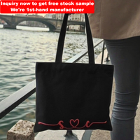 Sac à main réutilisable en toile de coton noir promotionnel pour les femmes du Mexique avec amour, nouvel arrivage