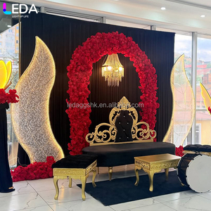 LEDA Wedding Events Custom High Quality Artificial <b>Silk</b> <b>Red</b> Round Flower Arch for Wedding - Product Image 4