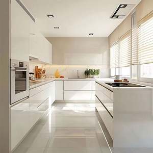 Cuisine moderne de luxe de style italien, laquée, armoires de cuisine modulaires personnalisées avec évier, meubles de cuisine intelligents pour la maison - Product Image 1