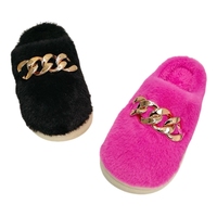 Chaussures en fourrure moelleuses pour femmes, style sabot, antidérapantes, respirantes, confortables, avec semelle intérieure en peluche douce, style plateforme, pour la maison, hiver et automne