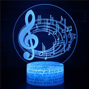 Lampe de nuit créative 3D Illusion-Music Note Series Lampe de <span class=keywords><strong>table</strong></span> en acrylique avec contrôle tactile 7 couleurs, un cadeau magique - Product Image 5