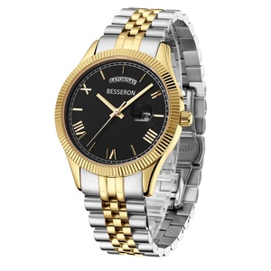 Reloj de Hombre Besseron de Alta Calidad, Acero Inoxidable, Personalizado con Fecha y Día de la Semana, Oro Amarillo de 18k, 40mm, Venta al Por Mayor - Product Image 1