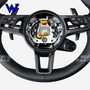 Volant en cuir 991 avec bouton <span class=keywords><strong>SC</strong></span> adapté à la modification intérieure <span class=keywords><strong>Porsche</strong></span>, compatible avec Panamera 991 Cayenne 718 Cayman Boxster - Product Image 4
