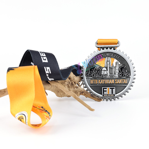 Medallas de Ciclismo Personalizadas de Aleación de Zinc de Alta Calidad y Bajo Costo, con Cintas, Fundición 3D, Plateadas, Grabadas con Láser para Deportes de Ciclismo - Product Image 3
