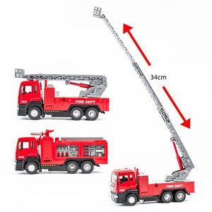 Mini <span class=keywords><strong>camion</strong></span> <span class=keywords><strong>de</strong></span> pompiers en alliage avec porte ouverte échelle 1:50, <span class=keywords><strong>jouet</strong></span> avec lumière et son HN831678 - Product Image 1