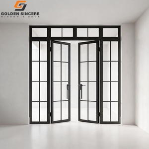 GS Slim <b>Frame</b> Crittall Style Aluminum Glass Doors Modern Black Aluminum <b>Swing</b> French Casement Door - Product Image 6