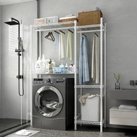 Étagère métallique pour linge à poser sur la machine à laver, unité de rangement suspendue pour vêtements, idéale pour salle de bain et buanderie