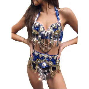 BestDance New Belly Dance Costume Outfit Set Bra Top Belt Hip Scarf Bollywoodドレスセット