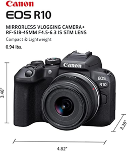 Appareil photo hybride Canon EOS R10 avec objectif RF-S 18-45 mm - Product Image 3