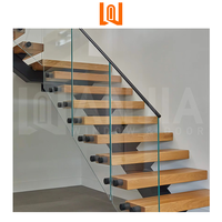 Garde-corps de villa personnalisé de luxe main courante en verre sans cadre intérieur escalier en bois pliant garde-corps en verre pour maison à guichet unique