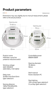 Sensor <span class=keywords><strong>de</strong></span> <span class=keywords><strong>Presencia</strong></span> Humana por Radar <span class=keywords><strong>de</strong></span> Onda Milimétrica 24G 2026, Detector <span class=keywords><strong>de</strong></span> Movimiento Inteligente Tuya, Sensor <span class=keywords><strong>de</strong></span> <span class=keywords><strong>Presencia</strong></span> Humana Inteligente Montado en Techo - Product Image 6