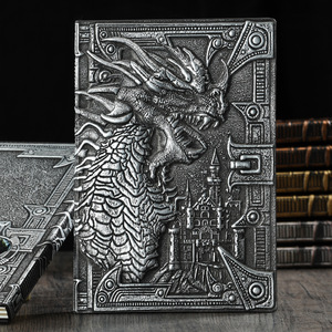 Carnet de notes vintage avec dragon en relief, journal en métal <span class=keywords><strong>3D</strong></span> dinosaure de style européen, bloc-notes, papeterie de bureau personnalisée, directement de l'usine - Product Image 3