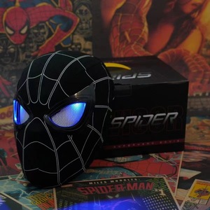 Máscara de Cosplay de látex de neón para fiesta de <span class=keywords><strong>Spider</strong></span> <span class=keywords><strong>Man</strong></span>, ojos móviles controlados por anillo, iluminada para regalos de cumpleaños y ocasiones de Mascarada - Product Image 2