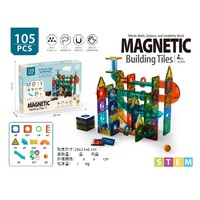 Venta caliente juguetes educativos 69 PCS bloques de construcción magnéticos juego de carreras de mármol de plástico azulejos magnéticos juguete con bola