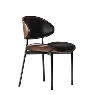 Chaise de salle à manger minimaliste italienne en bois massif sans accoudoirs avec revêtement en similicuir et pieds en métal pour la maison, l'hôtel ou le <span class=keywords><strong>restaurant</strong></span> - Product Image 1