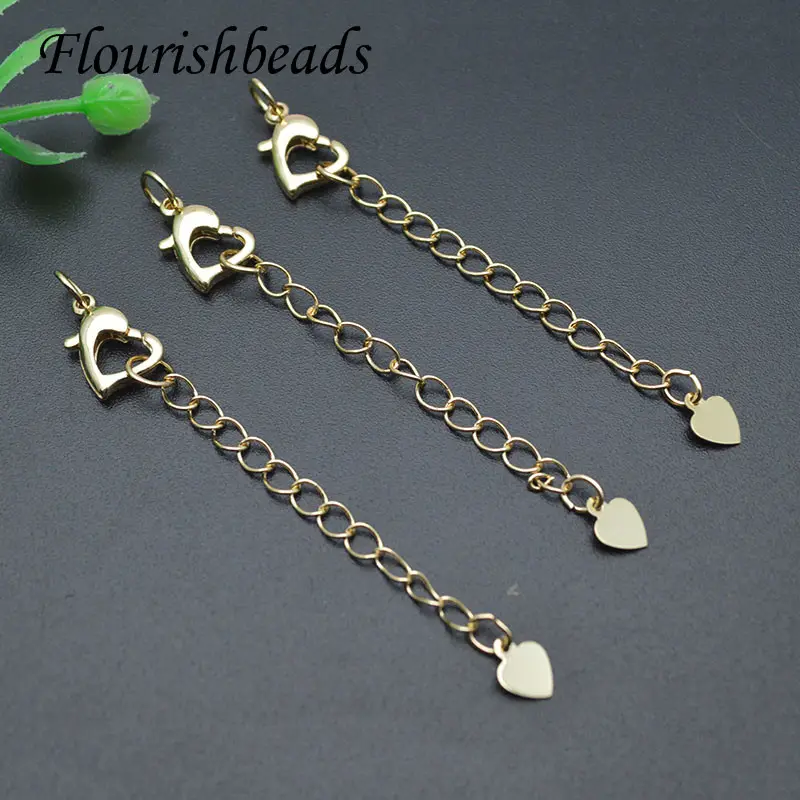 Color Remain Gold Plated Copper Extension Chain Extenders with Heart lobster clasp Jewelry Making accessories