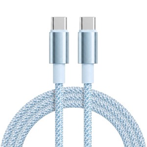 Braided Type <b>C</b> To Type <b>C</b> <b>Charging</b> Cable 1M Nylon Jacket Fast Charge For Mobile Phone White And Black - Product Image 2