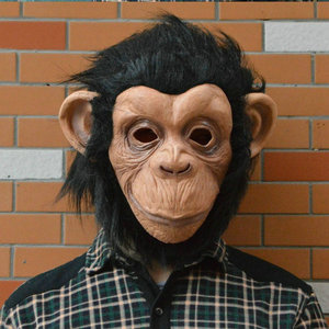 Maschera per la testa di scimpanzé animale in lattice Monkey vestito pigro <span class=keywords><strong>Bruno</strong></span> di canto di scimpanzé maschera Cosplay Costume teatro di scena di Halloween - Product Image 1