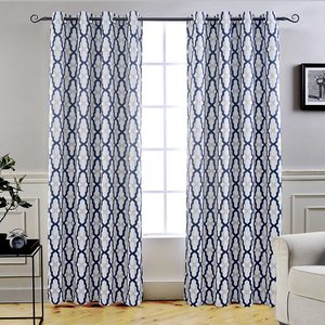 Mason Thermal Blackout Grommet Window <strong>Curtains</strong> Geometric Trellis <strong>Pattern</strong> 2 Panels Multiple Size Options <strong>Navy</strong> - Product Image 1