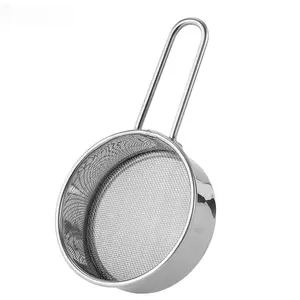 Colador de acero inoxidable de Venta caliente con mango largo Mini tamiz de harina tamiz para hornear y café Pastas Colador de té