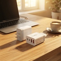 Cargador de Pared Portátil de 55W con 4 Puertos PD QC, Cargador Rápido Multidispositivo para iPhone, Teléfonos Android, Tabletas, Bloque de Energía