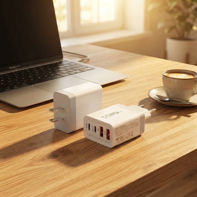 Portable 55W 4-Port PD QC Wall Charger Multi-Device Fast Charger for iPhone Android Phones Tablets Power Block