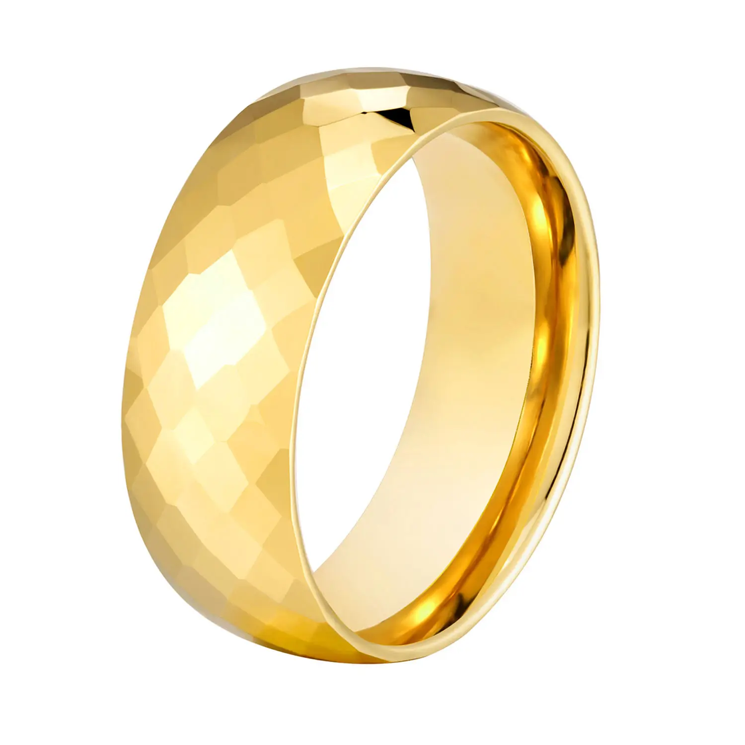 Fashion jewelry 8mm Hammered surface 24K gold plated tungsten carbide ring wedding rings for men gold