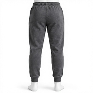 Pantalon de jogging gris anthracite pour hommes en gros, survêtement personnalisé en molleton de coton avec revers élastiques et taille ajustable par cordon de serrage - Product Image 2