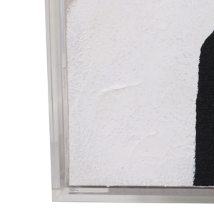 Arte da parete moderna con cornice in acrilico e forme a contrasto dipinte a mano per l'arredamento del soggiorno - Product Image 2