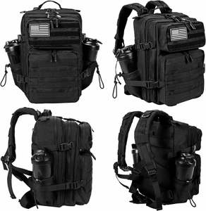 Sac à dos tactique unisexe en polyester 25L/35L, sac d'assaut avec fermeture éclair, porte-bouteille et bretelles - Product Image 3