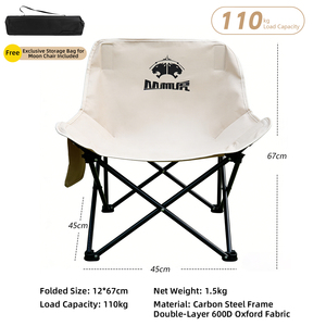 Silla Plegable Portátil Tipo Luna, Doble Capa, Tela Oxford 600D, Marco de Acero al Carbono, Silla de Camping para Picnic y Pesca al Aire Libre - Product Image 4