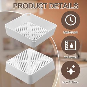 Grille de vidange de sol blanche Tuanse 8,5 x 8,5 x 2,5 pouces, filtre de vidange commercial pour usage en cuisine et restauration - Product Image 3