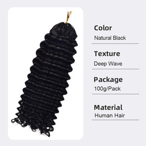 Extensions de cheveux humains bouclés Deep <span class=keywords><strong>Wave</strong></span> Feather Crochet Bundles 1b, 100g, invisibles, pré-séparées, sans nœuds, pour femmes noires vietnamiennes - Product Image 3