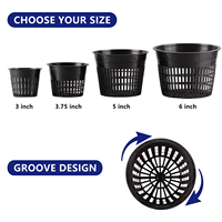 Pot en filet hydroponique biodégradable durable et écologique noir de 3 pouces, pot en maille plastique pour culture en eau profonde, pépinière, orchidée, fleur