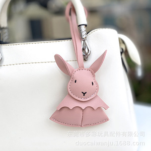 Breloque de sac en cuir Junqin en forme de lapin 8x10cm, pendentif animal décoratif pour rétroviseur de voiture, pendentifs tendance - Product Image 4