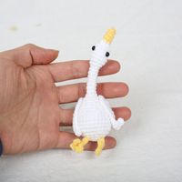 Porte-clés Mignon en Laine au Crochet en Forme d'Oie, Poupée Amigurumi Tricotée, Jouet Fait Main, Porte-clés pour Couples, Cadeau Amusant, Porte-clés Oie Blanche