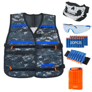 Kids Tactical Vest Kit for Nerff Guns Elite Series with Refill Darts Reload Clips FaceTube Mask Hand Wrist Bands Made in China