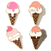 Épingles en métal de crème glacée personnalisées | Badges de revers en émail de dessert Kawaii pour la décoration