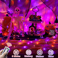 Guirlandes lumineuses LED pour Halloween, 33 pieds, 100 LED, intérieur/extérieur, étanches, lumières féériques, télécommande, alimentées par piles, décoration