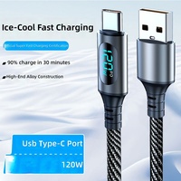 Kabel Data Jaket Anyaman Layar Digital Pintar Pembacaan Arus Tipe-C 100W Pengisian Cepat Pengisian Super Cepat Real-Time