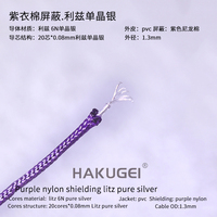 Câble coaxial Hi-Fi Litz 6N en argent avec blindage en nylon violet pour moniteur et lecteur DVD